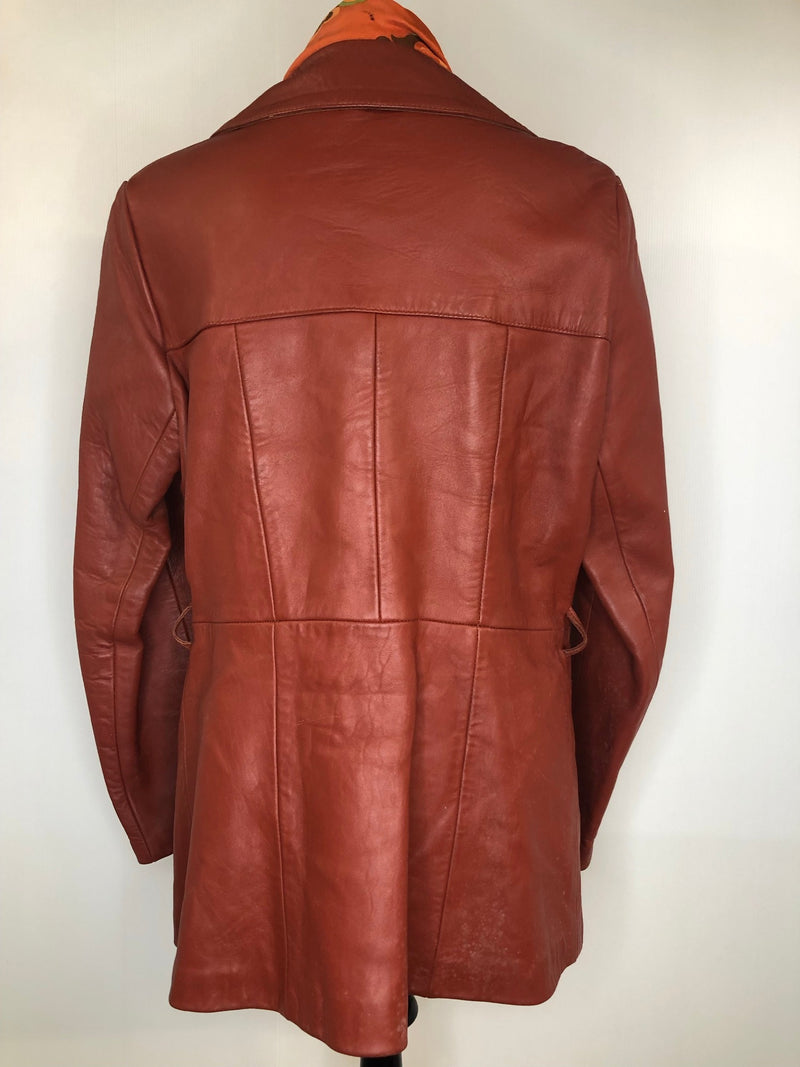 womens jacket  womens coat  womens  vintage  Urban Village Vintage  urban village  soft leather  Scandinavian fur co  retro  pockets  Leather Jacket  Leather Coat  Leather  Jacket  coat  button  brown leather  brown  big collar  autumn