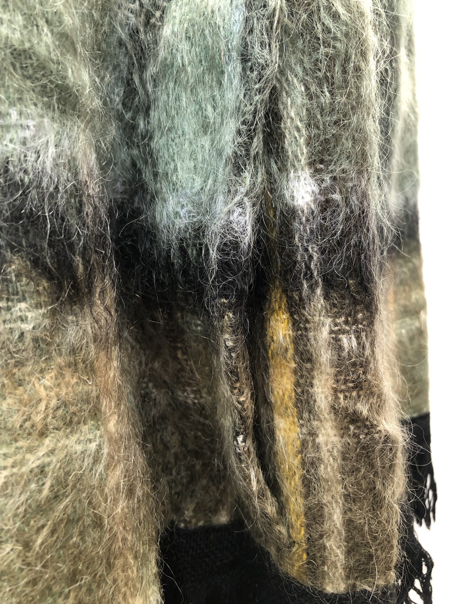 vintage  Urban Village Vintage  tassle  tartan  poncho  Green  fringed  fringe  check  cape  black  60s  1960s  10