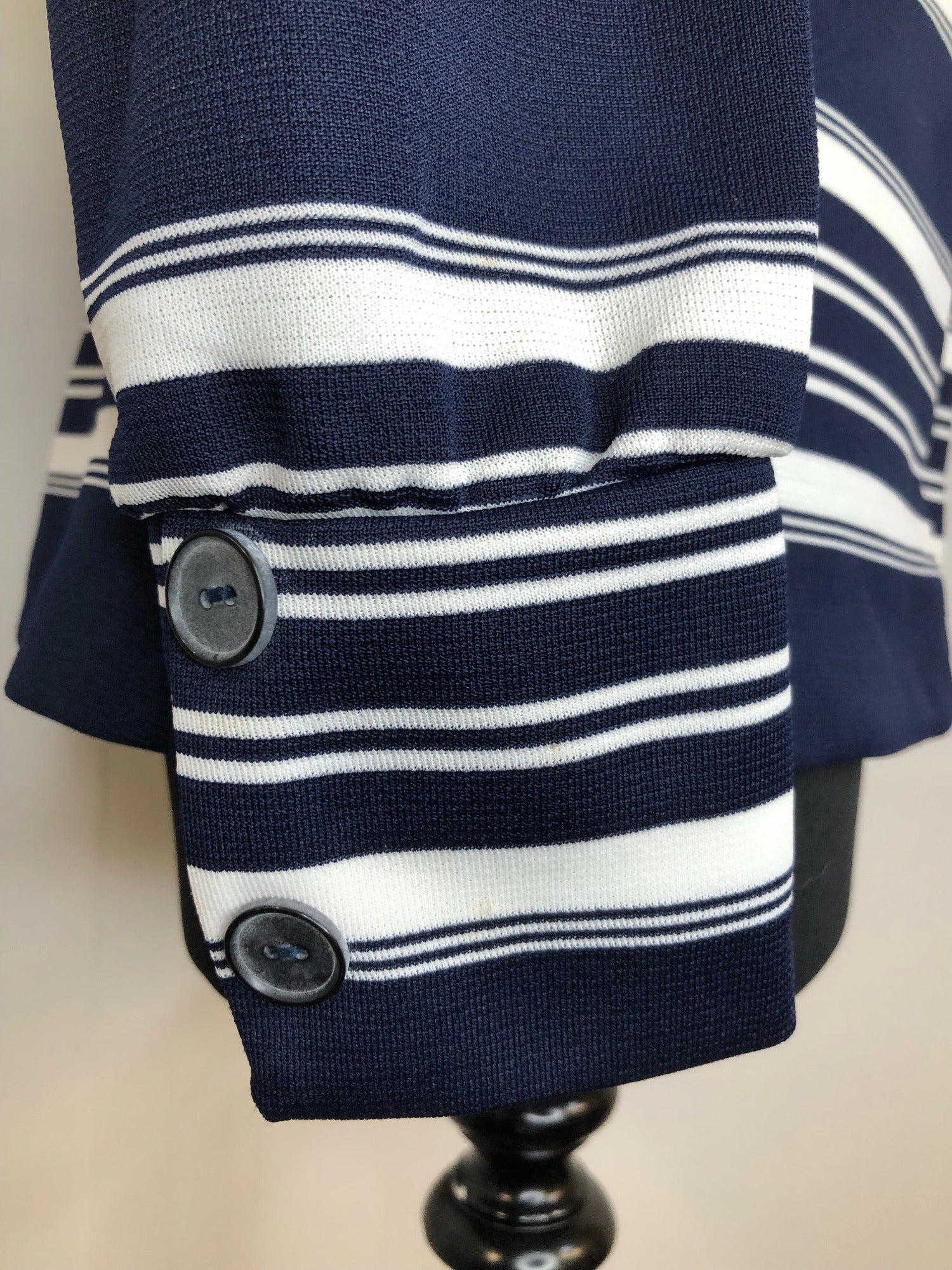 womens  white  vintage  top  striped  retro  long sleeved  Blue  blouse  70s  1970s  12