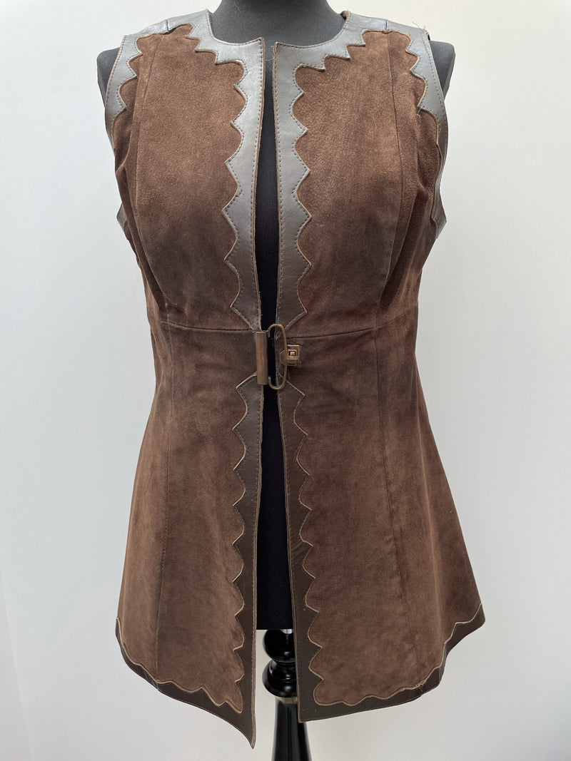 womens  waistcoat  vintage  Urban Village Vintage  urban village  Suede Jacket  Suede  sleevless  sleeveless  retro  red  medieval  Leather  Jacket  dark brown  buckles  brown leather  brown  70s  70  60s  1970s  1960s  10