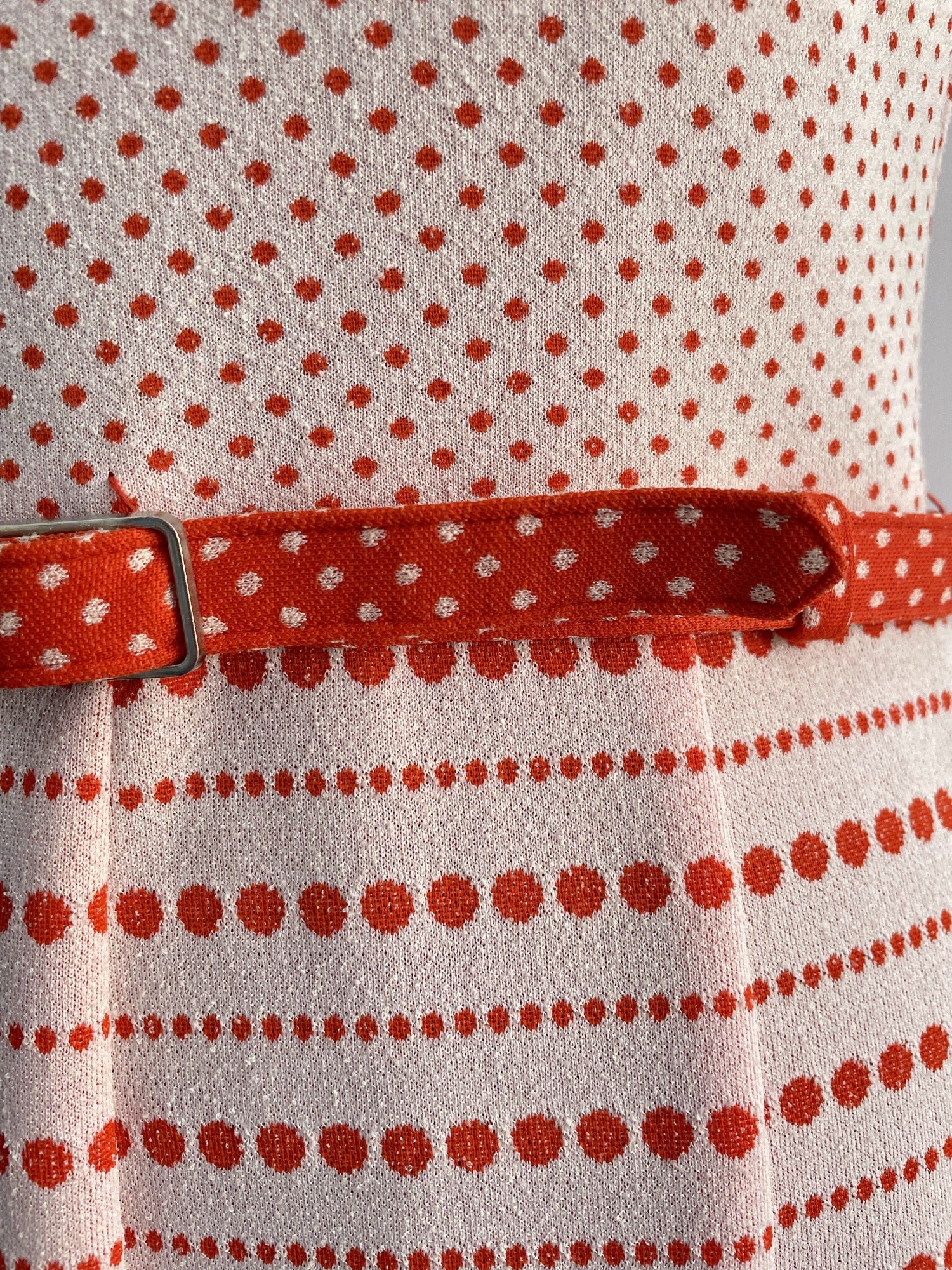 womens  white  vintage  Urban Village Vintage  urban village  tank dress  tank  summer dress  summer  spring  spotty  spot  sleeveless  red  polka dot  polka  knitted  knit dress  knit  dress  back zip  70s  1970s  10