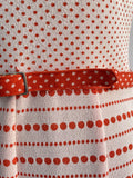 womens  white  vintage  Urban Village Vintage  urban village  tank dress  tank  summer dress  summer  spring  spotty  spot  sleeveless  red  polka dot  polka  knitted  knit dress  knit  dress  back zip  70s  1970s  10