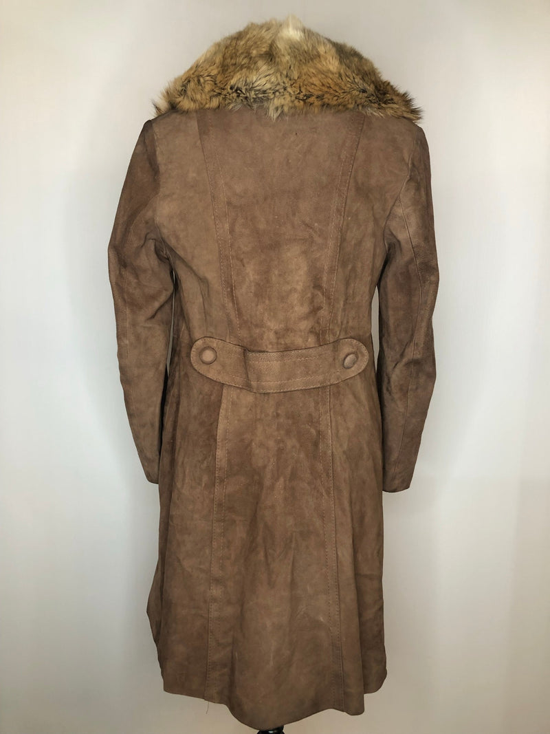 womens  winter coat  vintage  Urban Village Vintage  urban village  Suede Jacket  Suede  fur collar  fox fur  collar  coat  brown  big collar  60s  1960s  10