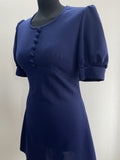 zip back  womens  vintage  Urban Village Vintage  short dress  scooter dress  scooter  puff shoulder  modette  MOD  mini dress  micro mini  dress  dolly dress  dolly  blue  A-line  8  60s  1960s