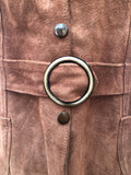 womens jacket  womens coat  womens  Walton Leatherwear  waistcoat  waist belt  vintage  vest  Urban Village Vintage  summer  Suede Jacket  Suede  press stud fastening  Jacket  fitted  collar  brown  70  1970s  12