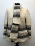 1970s Zip Up Wool Cardigan with Scarf - Size 12
