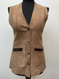 womens  waistcoat  vintage  Urban Village Vintage  urban village  Suede Jacket  Suede  stitch detailing  stitch detail  sleevless  sand  retro  red  press stud fastening  light brown  Leather  Jacket  faux suede  decorative pockets  decorative buttons  brown  8  70s  60s  1970s  1960s