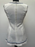 zip back  zip  womens  white  waist belt  vintage  Urban Village Vintage  urban village  tennis  Stripes  stitch detailing  stitch detail  squiggle  sportswear  sleeveless  MOD  mini dress  mini  dress  8  60s  1960s