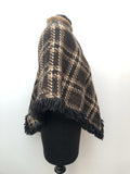 vintage  Urban Village Vintage  tassle  tartan  poncho  fringed  fringe  check  cape  brown  60s  1960s  10