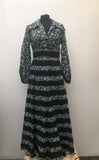 womens  vintage  Urban Village Vintage  patterned dress  patterned  multi  maxi dress  long dress  high neck  green  floral  dress  collar  blue  black  70s  70  1970s  12