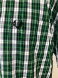 xxl  Urban Village Vintage  short sleeve  retro  MOD  mens  Green  Fred Perry  fred  embroidered logo  Embroidered  collar  checkered  checked  button down collar  button down
