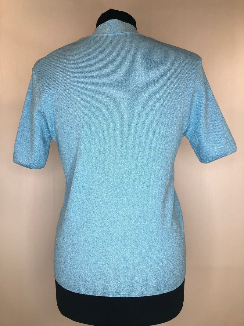 womens  vintage  Urban Village Vintage  sweater  St Michael  short sleeved  short sleeve  MOD  Lightweight Knit  light knit  knitwear  knitted  knit  cropped  cardigan  blue  60s  1960s  10