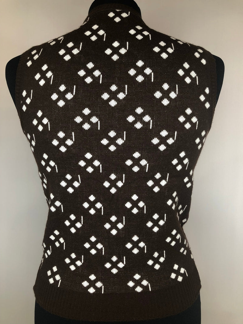 vintage  vest  Urban Village Vintage  urban village  patterned  pattern  knitwear  knitted  knit  diamond knit  brown  8  70s  1970s