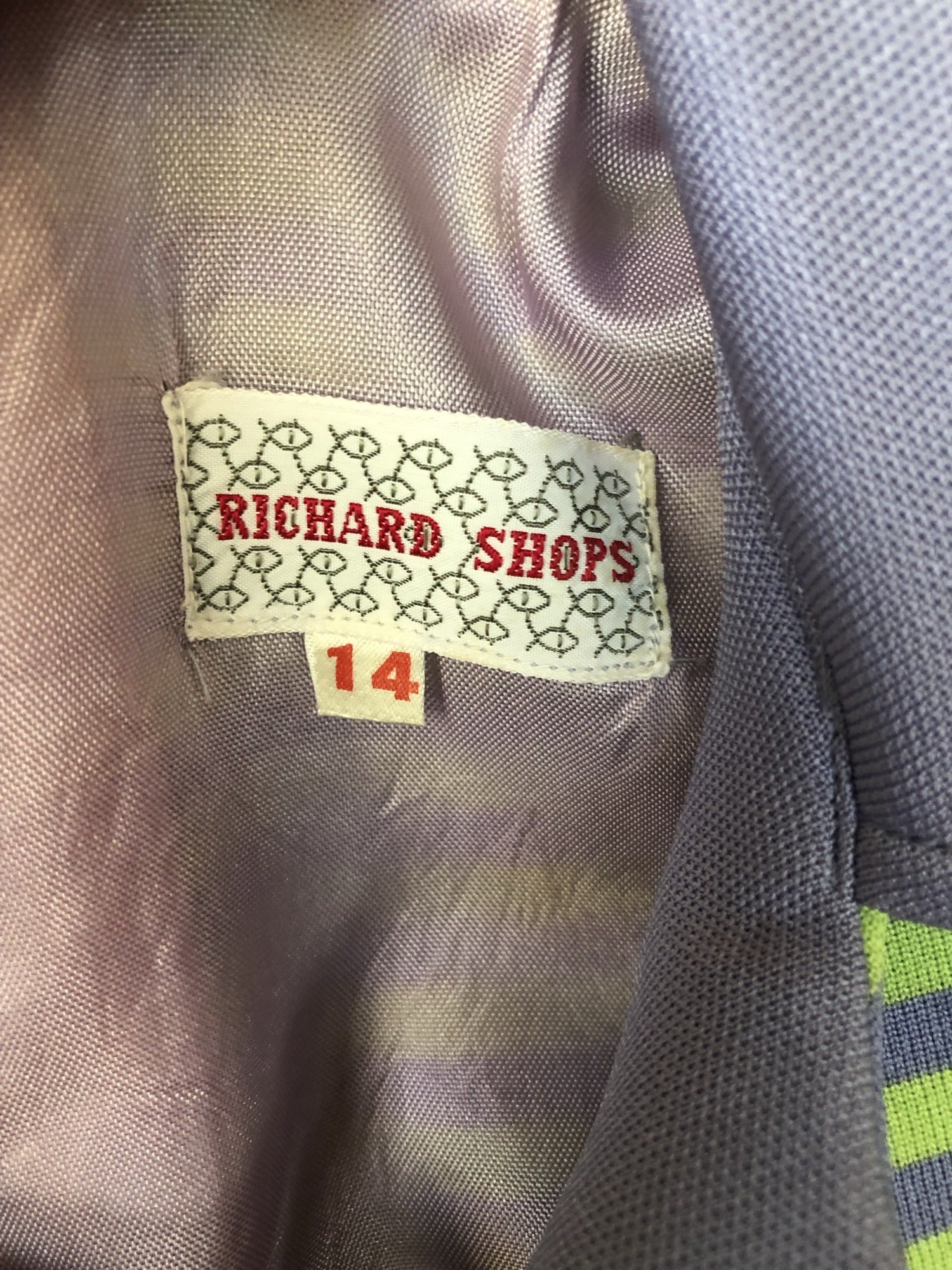 zip back  zip  womens  vintage  Urban Village Vintage  urban village  Stripes  purple  MOD  green  dagger collar  button detailing  60s  1960s  10