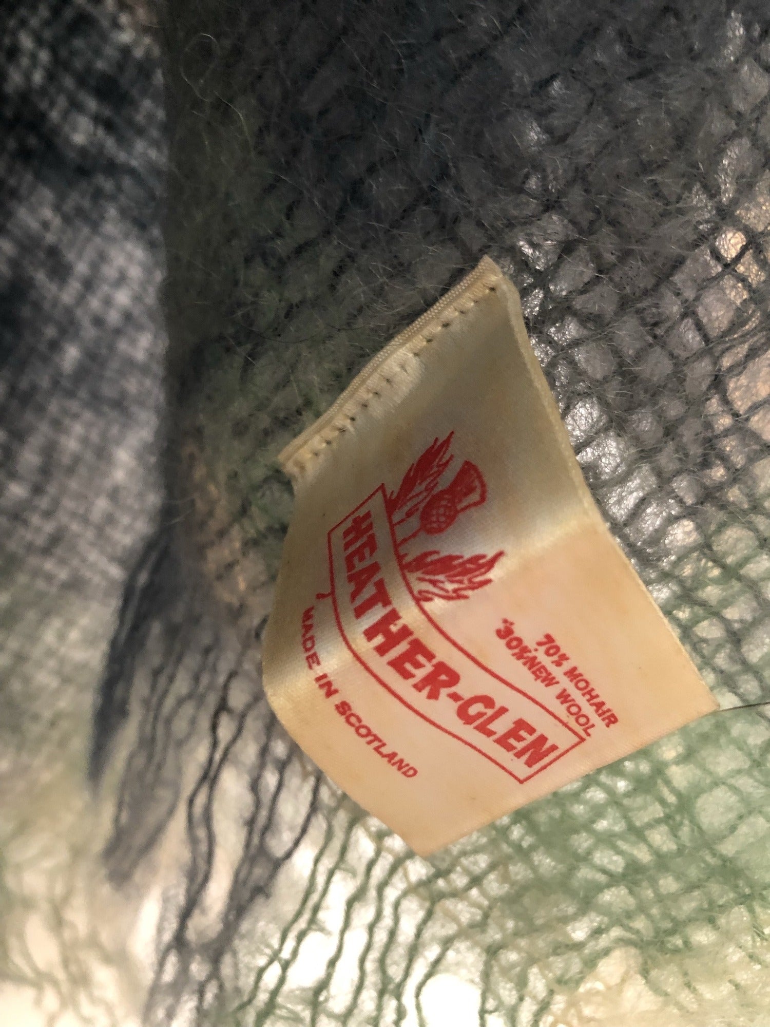 Wool  vintage  poncho  One Size  Mohair  Heather Glen  cape  blue  60s  1960s