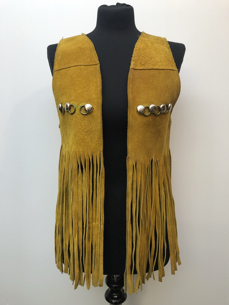 womens  western  waistcoat  vintage  vest  tassel  tan  Suede  navajo  Jacket  hippie  fringed  boho  70s  1970s
