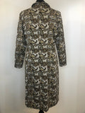 womens  vintage  retro  print dress  MOD  high neck  fully lined  faux leather trim  dress  collar  checkered  check  brown  beige  60s  1960s  12