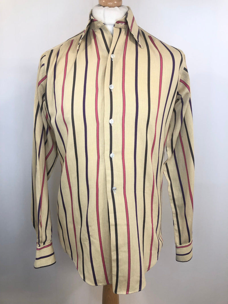 vintage  Urban Village Vintage  stripes  purple  pink  mens  M  double two  cream  Cotton  beige  70s  1970s