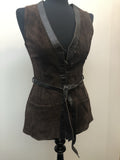 womens jacket  womens coat  womens  waistcoat  vintage  vest  Urban Village Vintage  summer  Suede Jacket  Suede  Leather trim  Jacket  dark brown  button fastening  brown  8  70  1970s