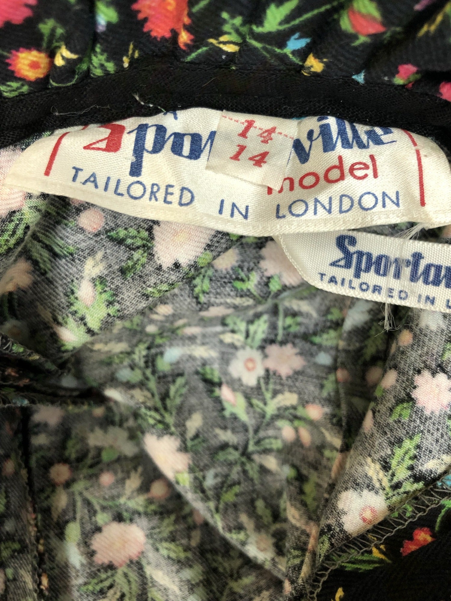 womens  vintage  Urban Village Vintage  urban village  summer dress  summer  Sportaville  NOS  New old stock  multi  midi dress  halter dress  frill trim  floral dress  dress  deadstock  black  8  70s
