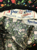 womens  vintage  Urban Village Vintage  urban village  summer dress  summer  Sportaville  NOS  New old stock  multi  midi dress  halter dress  frill trim  floral dress  dress  deadstock  black  8  70s