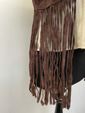 womens  vintage  Urban Village Vintage  urban village  Suede Jacket  suede fringing  Suede  stitch detailing  stitch detail  sleevless  retro  Jacket  fringing  fringed  fringe  dark brown  coat  brown stitch  brown  70s  6  1970s