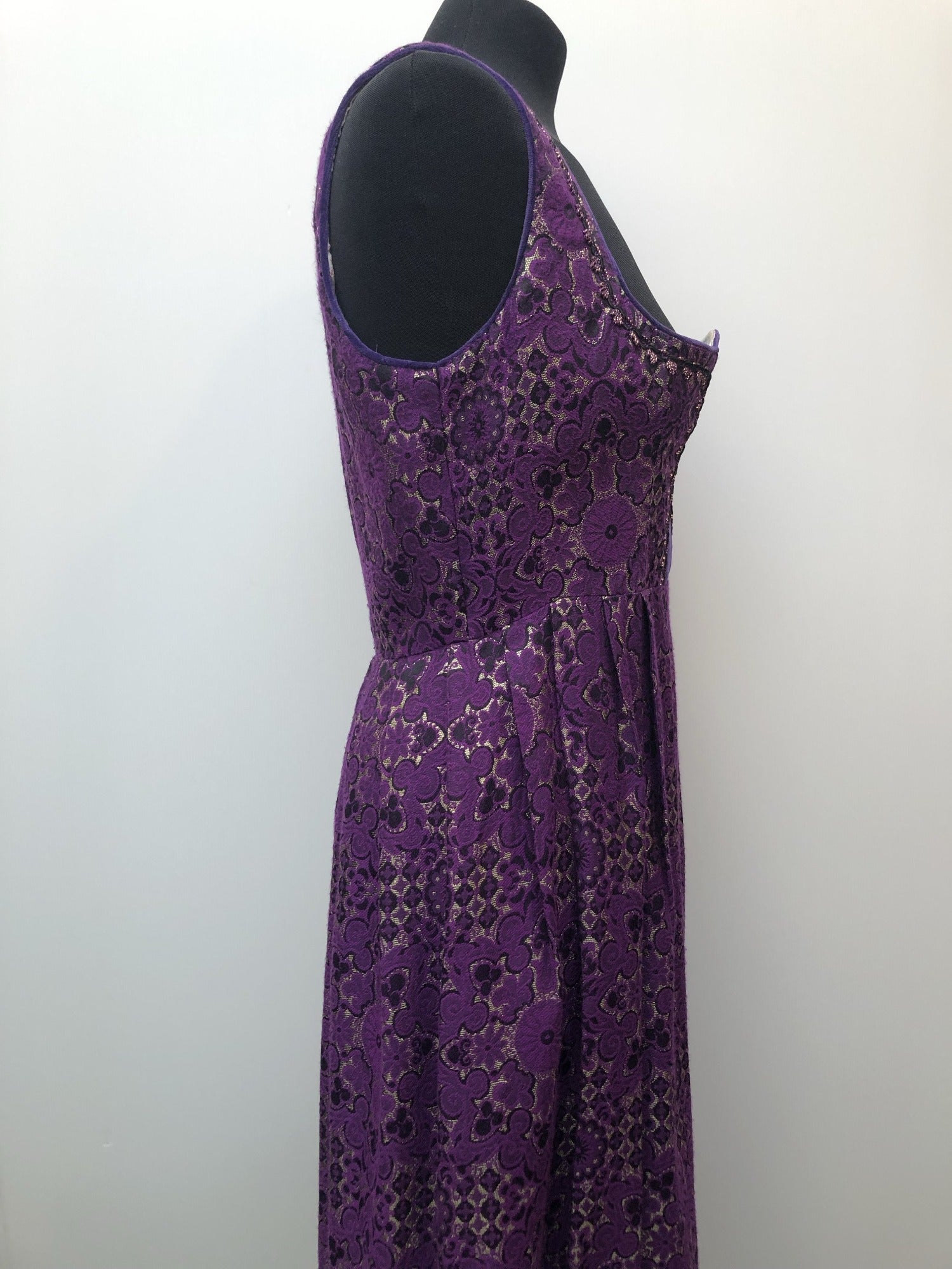 womens  vintage  Urban Village Vintage  summer  purple  medieval  maxi dress  maxi  floral dress  dress  basque design  70s  1970s  10