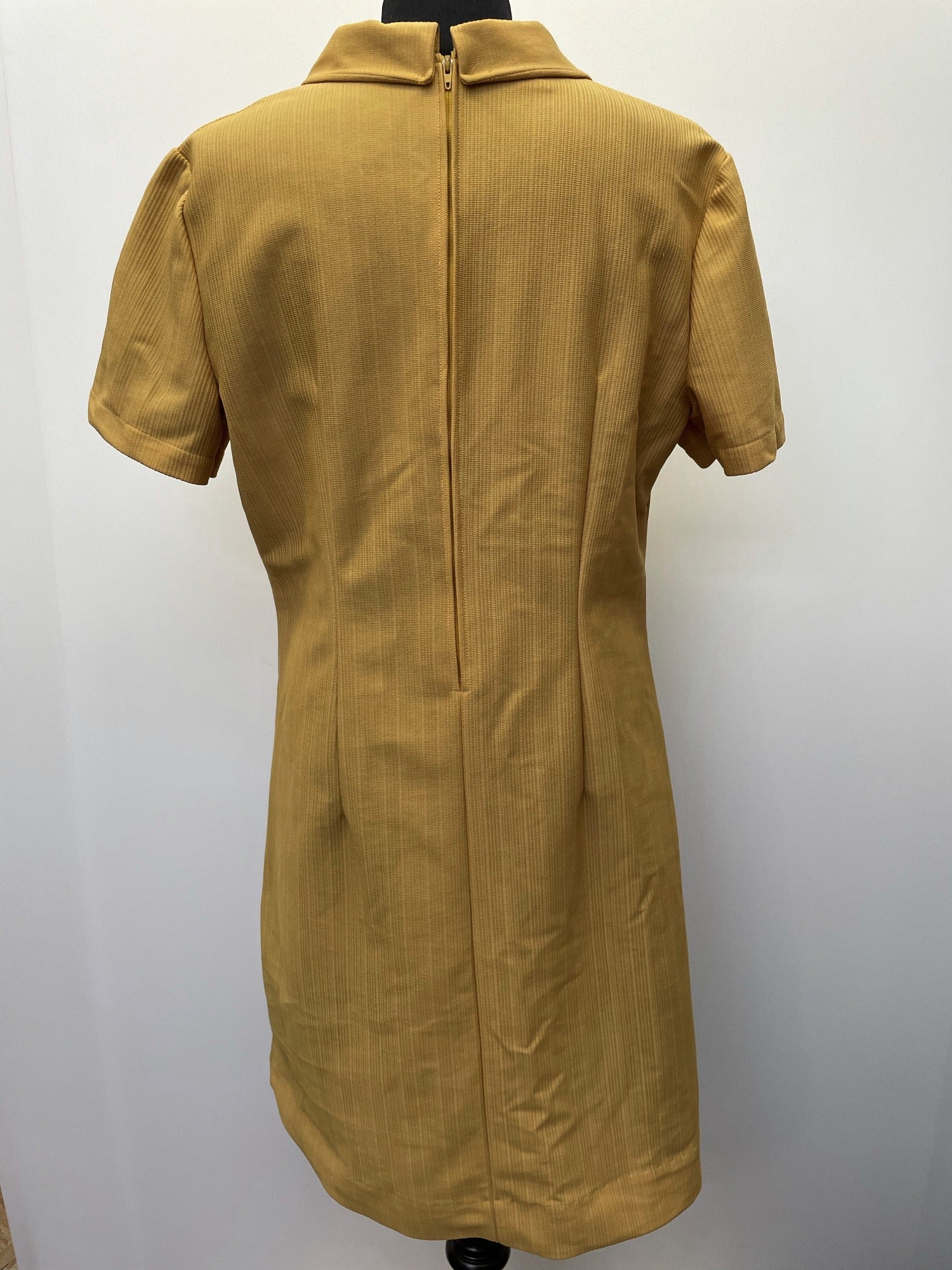 zip  Yellow  womens  vintage  Urban Village Vintage  urban village  summer dress  retro  red  pockets  Peter Pan collar  mustard  MOD  midi dress  midi  long dress  high neck  dress  decorative buttons  collared dress  collar dress  collar  button down  button  big collar  back zip  60s  1960s  14  12