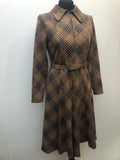 womens  vintage  Urban Village Vintage  Ray Anthony London  MOD  midi dress  midi  long sleeved  gingham check  dress  collar  check dress  brown  60s  1960s  10