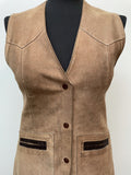womens  waistcoat  vintage  Urban Village Vintage  urban village  Suede Jacket  Suede  stitch detailing  stitch detail  sleevless  sand  retro  red  press stud fastening  light brown  Leather  Jacket  faux suede  decorative pockets  decorative buttons  brown  8  70s  60s  1970s  1960s
