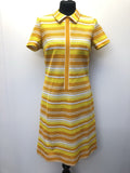 1960s Striped Collar Dress in Orange and Yellow - Size 10