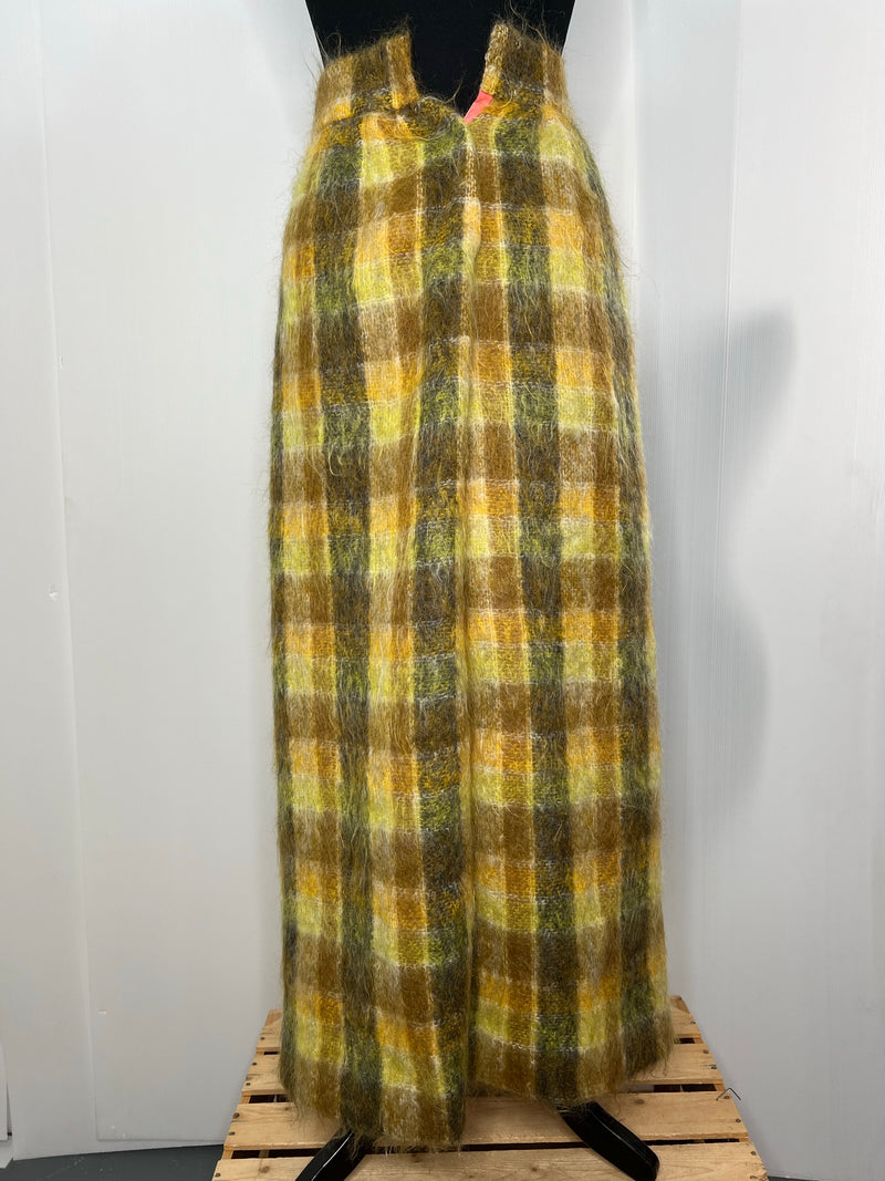 yellow  wool  womens  vintage  Urban Village Vintage  urban village  Skirts  skirt  patterned  pattern  maxi skirt  maxi  long skirt  check  brown  70s  6  1970s
