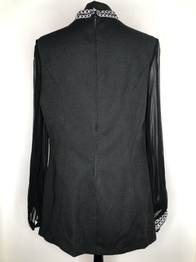 womens  vintage  Urban Village Vintage  tunic top  silver stitch  retro  mini dress  mini  micro mini  metallic stitch  high neck  dress  brown  black  70s  1970s  14