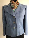 womens jacket  womens  vintage  Urban Village Vintage  urban village  polyester  MOD  Light Blue  Harella  decorative pockets  crop jacket  button up  button front  button fastening  blue  blazer jacket  Blazer  60s  60  1960s  1960  14