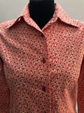 womens  vintage  Urban Village Vintage  top  red  floral print  ditsy  dagger collar  blouse  70s  1970s  10