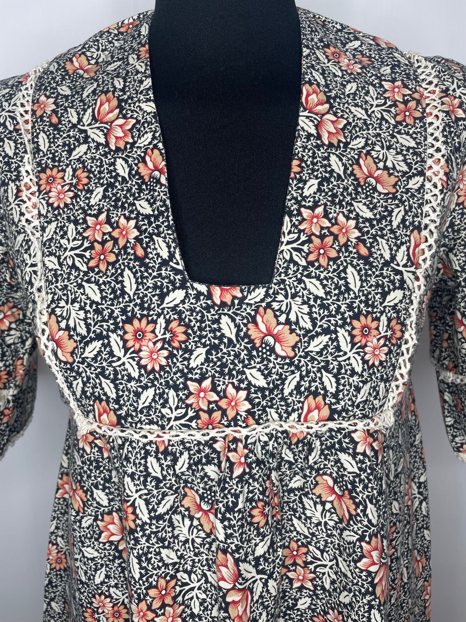 woodstock  womens  william morris  vintage  Urban Village Vintage  urban village  tiered  summer dress  summer  maxi dress  long dress  hippy  hippie  flutter  festival  English Lady  empire waist  empire line  empire  dress  boho  70s  1970s  12