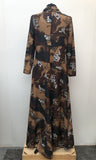 zip  womens  vintage  Urban Village Vintage  urban village  maxi dress  lurex  long length dress  glitter  floral dress  dress  brown  back zip  70s  1970s  14
