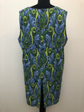 womens  vintage  Urban Village Vintage  sleeveless  open back  green  ethnic print  dress  collared dress  blue  60s  1960s  14