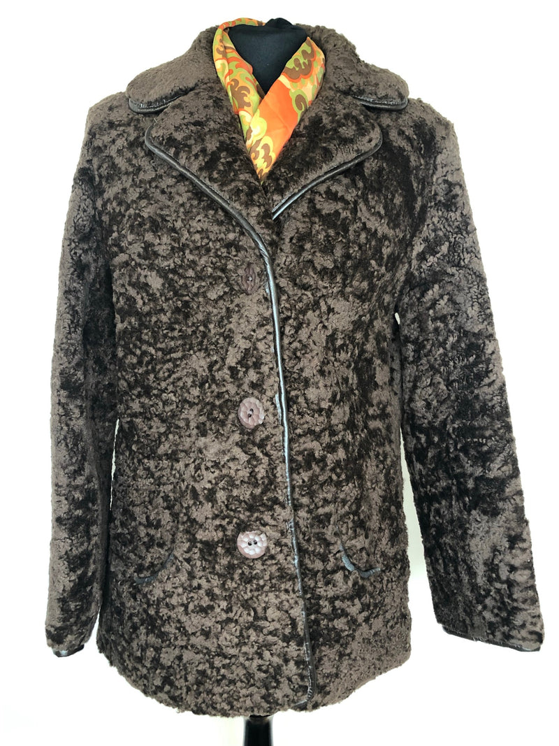 womens jacket  womens coat  womens  Winter Jacket  Winter Coat  winter  vintage  Urban Village Vintage  urban village  teddy  long length coat  Jacket  faux sheepskin  brown  borg  70s  1970s  14