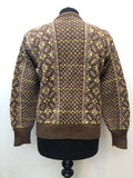 wool  womens  vintage  Urban Village Vintage  urban village  round neck  patterned  pattern  long sleeves  Long sleeved top  long sleeve  light knit  knitwear  knitted  knit  Jacket  fairisle  button down  brown  60s  1960s  12
