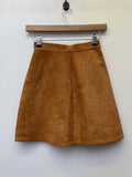 womens  vintage  Urban Village Vintage  urban village  Suede  retro  press stud fastening  press stud  midi skirt  midi  lining  brown  70s  1970s