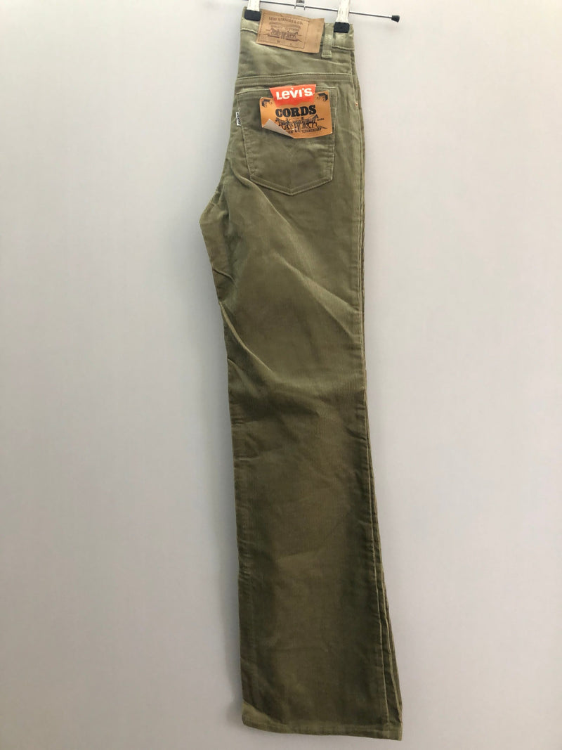 white tab  W26  vintage  Urban Village Vintage  urban village  petite  mens  logo  levis strauss  levis  levi strauss  levi  L34  khaki  green  flares  corduroy  cords  corded  cord