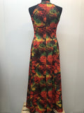 womens  vintage  Urban Village Vintage  urban village  summer dress  summer  patterned  multi  maxi dress  long dress  high neck  green  floral  dress  8  70s  70  1970s