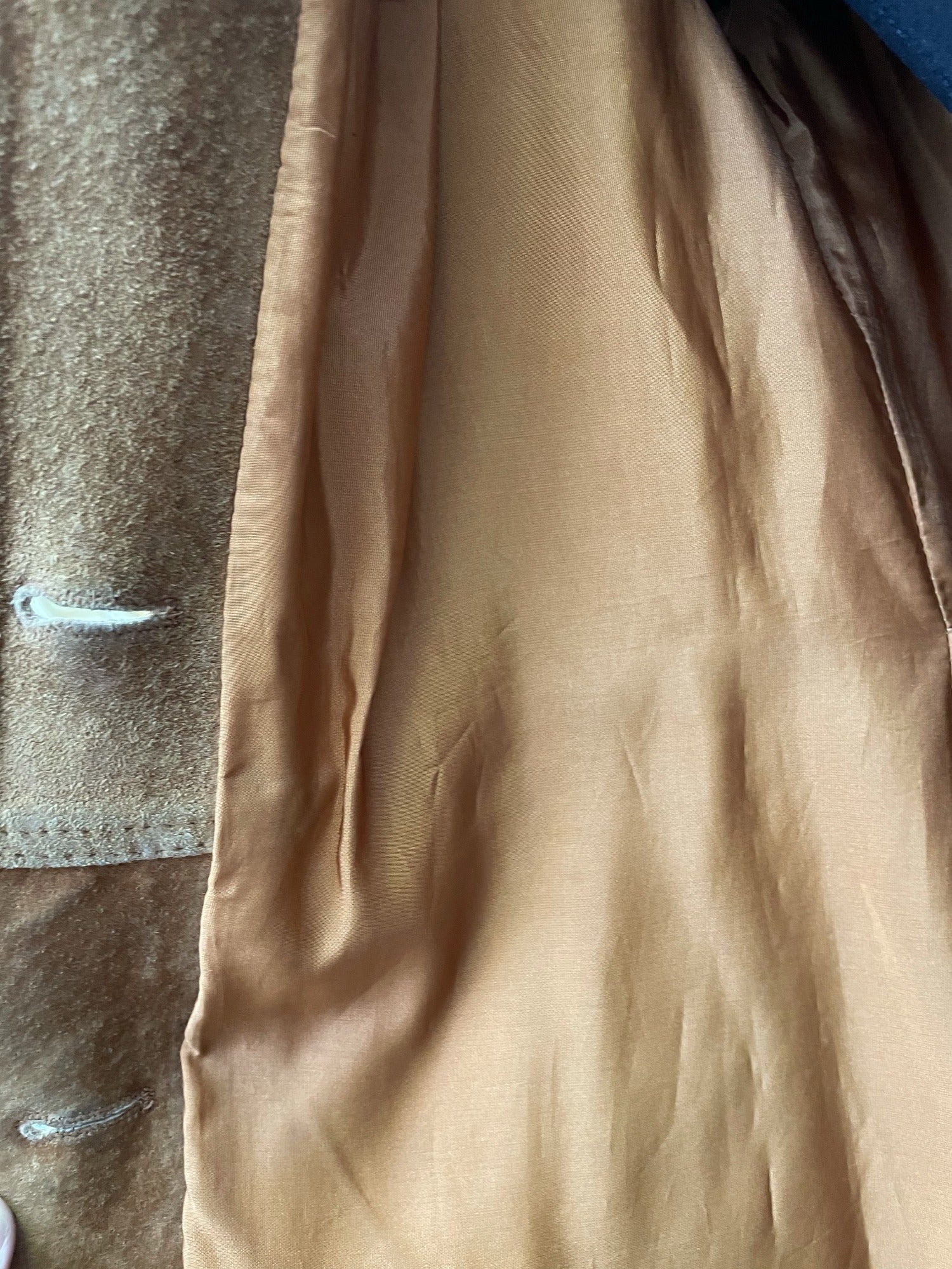 womens  vintage  Urban Village Vintage  urban village  Suede Jacket  Suede  retro  pockets  MOD  long sleeve  light brown  Jacket  collar  coat  button down  button  brown stitch  brown  Beagle collar  8  70s  60s  1970s  1960s