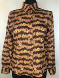 1970s Dagger Collar Floral Blouse - Size UK 12