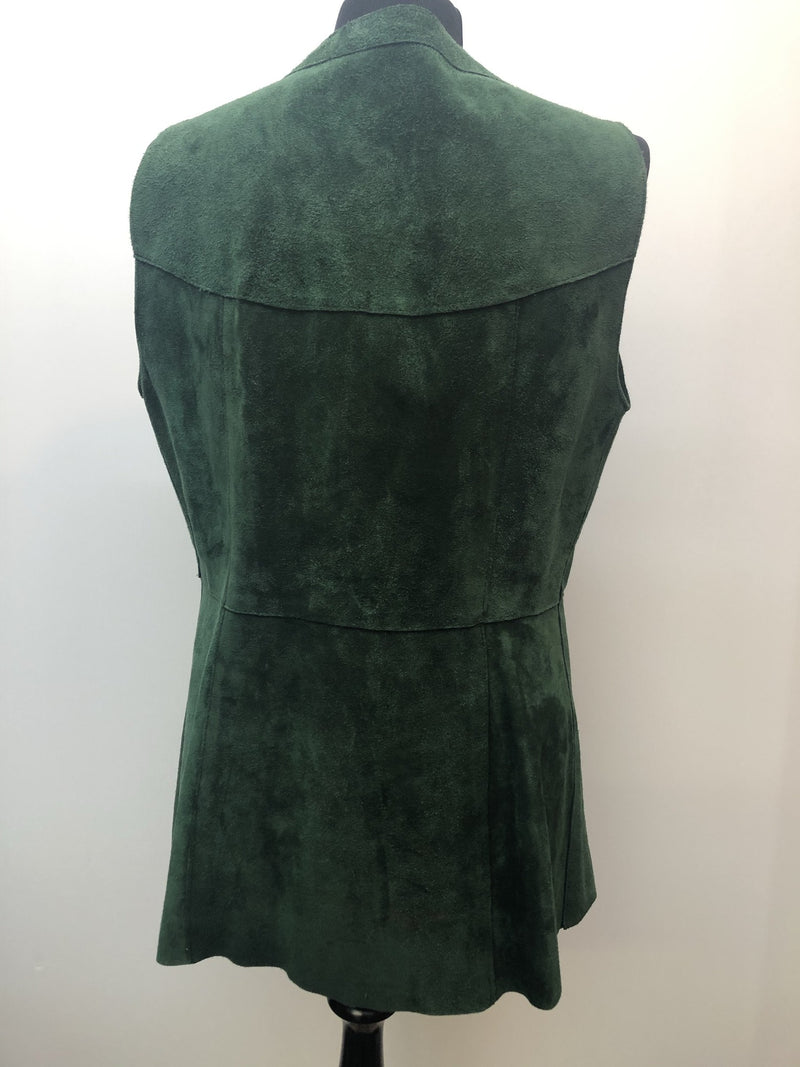 womens jacket  womens coat  womens  waistcoat  vintage  vest  Urban Village Vintage  summer  Suede Jacket  Suede  leather trim  Jacket  green  button fastening  70  1970s  16