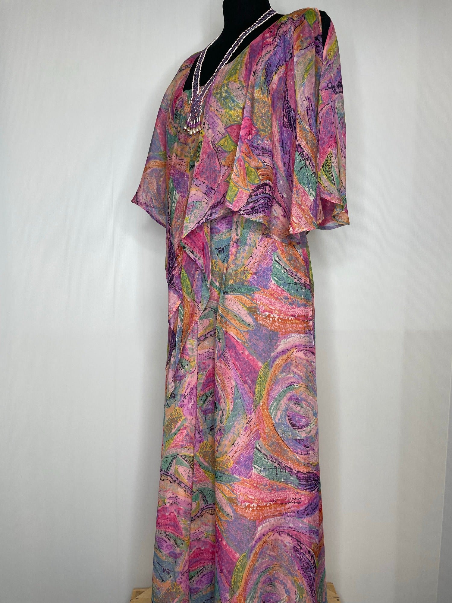 womens  wedding dress  wedding  vintage  Urban Village Vintage  summer dress  summer  purple  psychedelic  psych  pink  pastel  maxi dress  maxi  long dress  flutter sleeves  floral dress  floral  dress  10