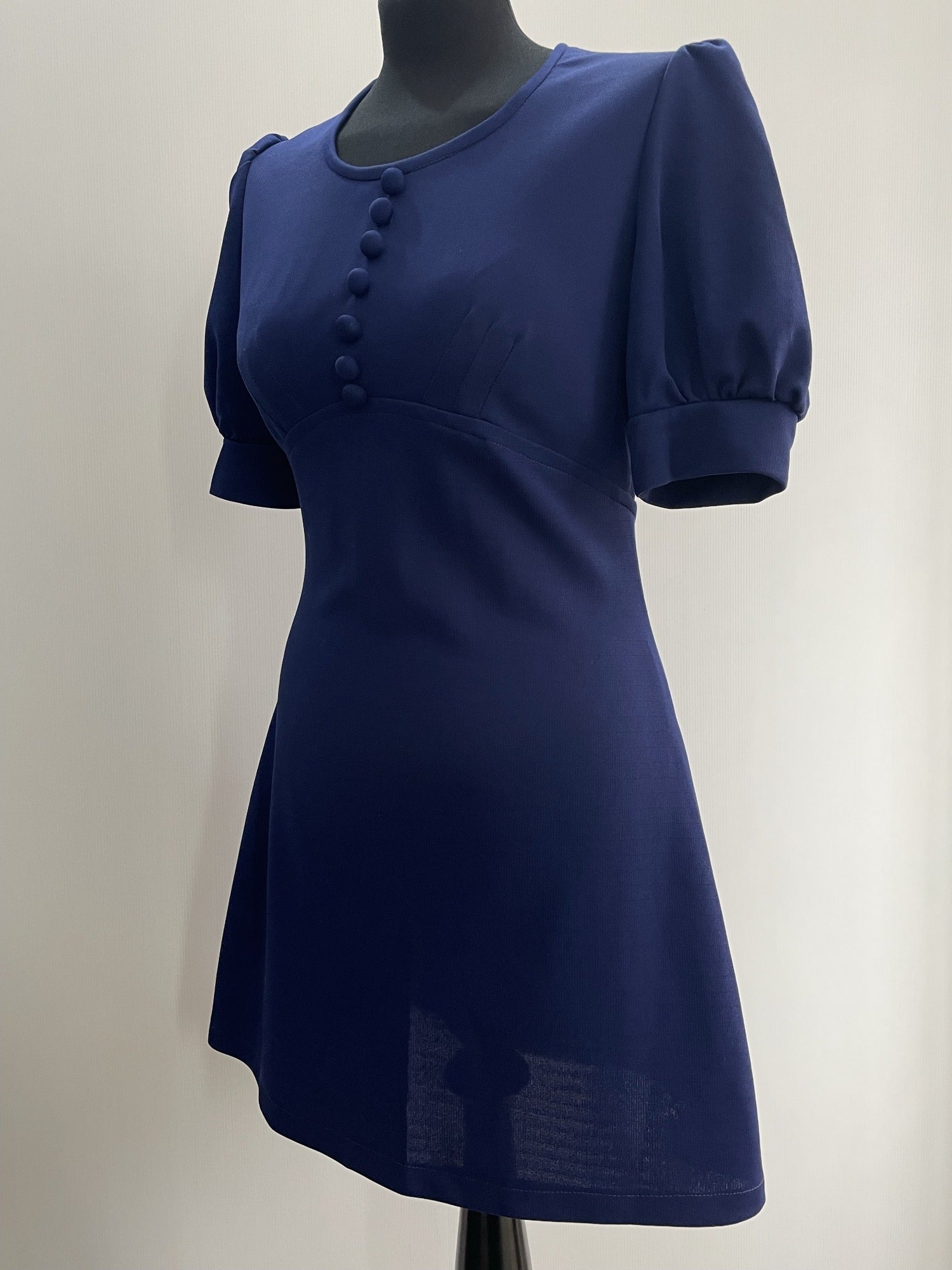 zip back  womens  vintage  Urban Village Vintage  short dress  scooter dress  scooter  puff shoulder  modette  MOD  mini dress  micro mini  dress  dolly dress  dolly  blue  A-line  8  60s  1960s