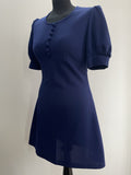 zip back  womens  vintage  Urban Village Vintage  short dress  scooter dress  scooter  puff shoulder  modette  MOD  mini dress  micro mini  dress  dolly dress  dolly  blue  A-line  8  60s  1960s