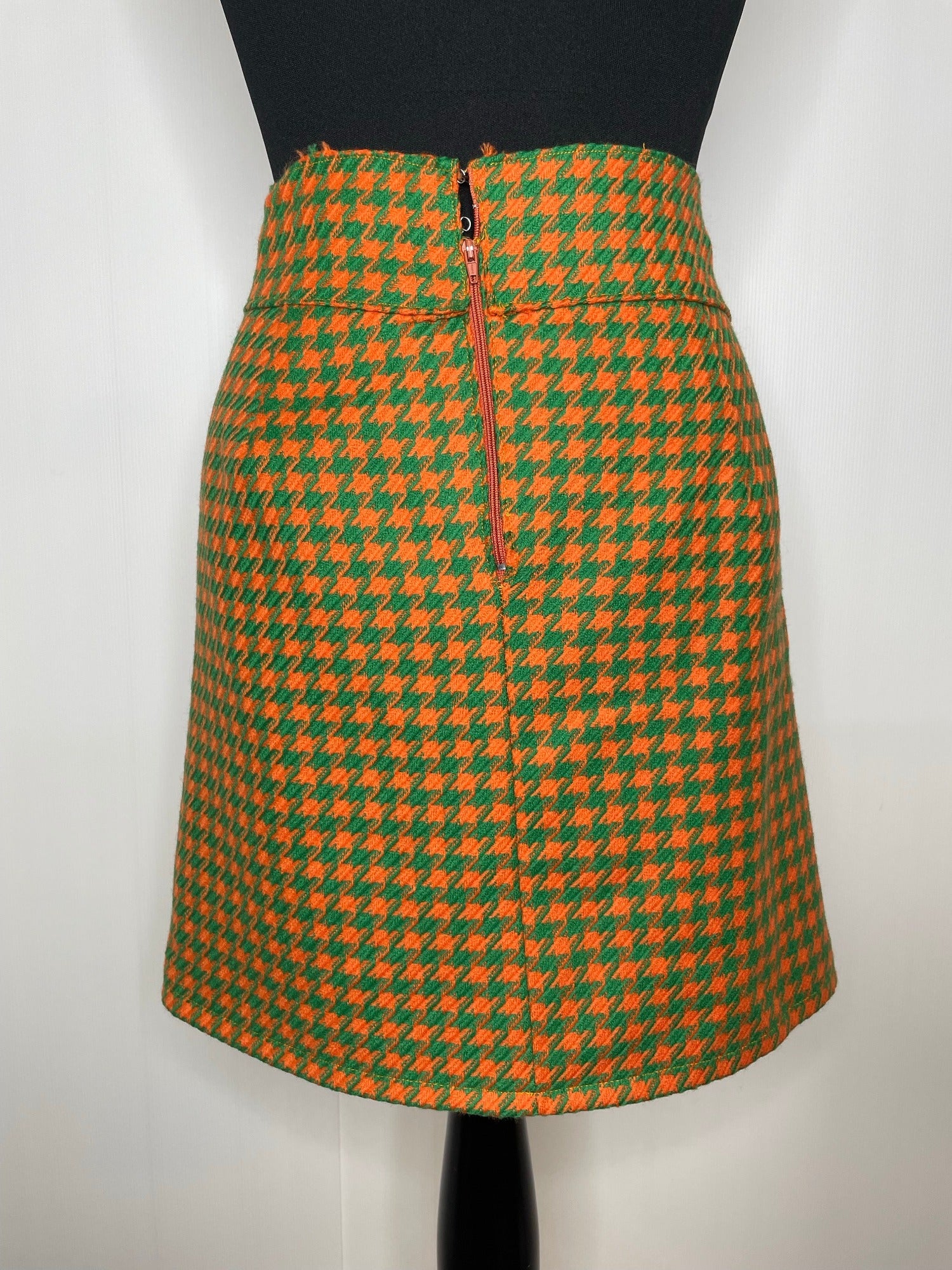 womens  vintage  Urban Village Vintage  urban village  Skirts  skirt  scooter  orange  modette  mod  Mini Skirt  mini  houndstooth  green  dogstooth  check  60s  60  1960s  1960